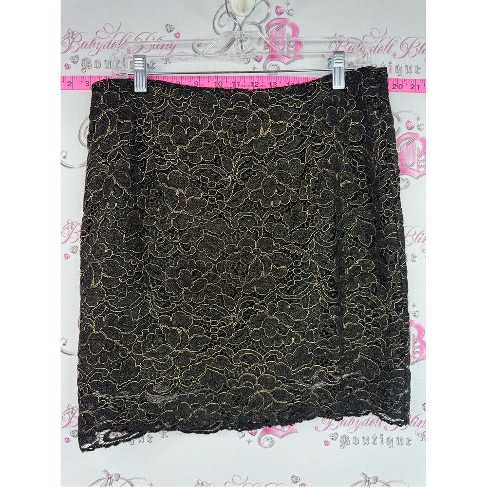 J Jess skirt Lacie floral Lace Overlay Mini Skirt in Black and Gold